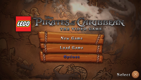 LEGO Pirates of the Caribbean: The Video Game title screen for PSP